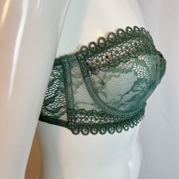 Victoria's Secret Very Sexy Dark Green Unlined Strapless Bra Size 34C - Picture 3 of 7